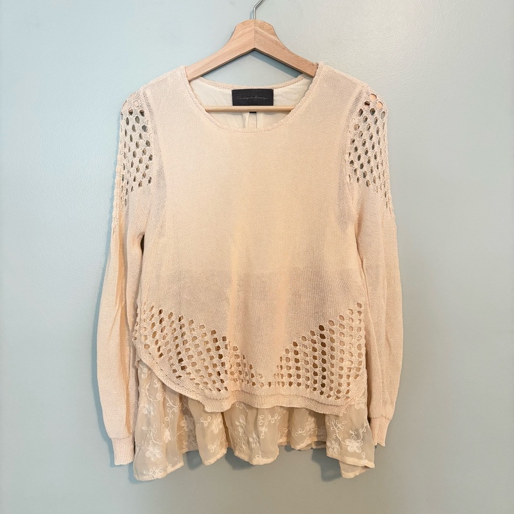 Sunday in Brooklyn anthropologie Fiona layered lace sweater top cream small EUC - Picture 5 of 8